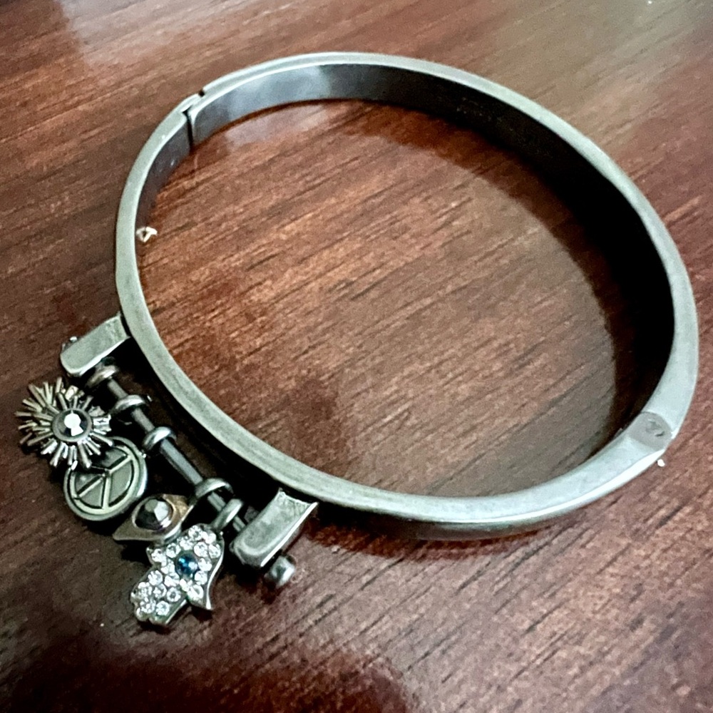 Marlyn Schiff Dark Silver Bangle Charm Bracelet